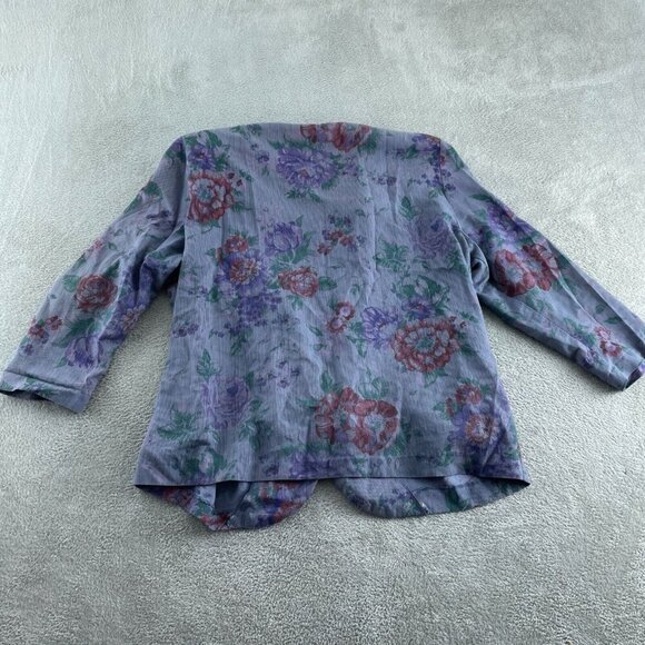 Vintage Floral Print Womens Blazer Jacket By Live It Up! Made In USA 5347 - Picture 2 of 7